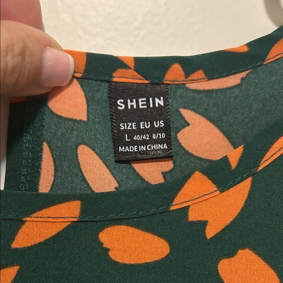 SHEIN Green and Orange Midi Dress - Picture 2 of 4